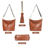 PU Leather Medium Sling bag Zipper Handbag (Brown)