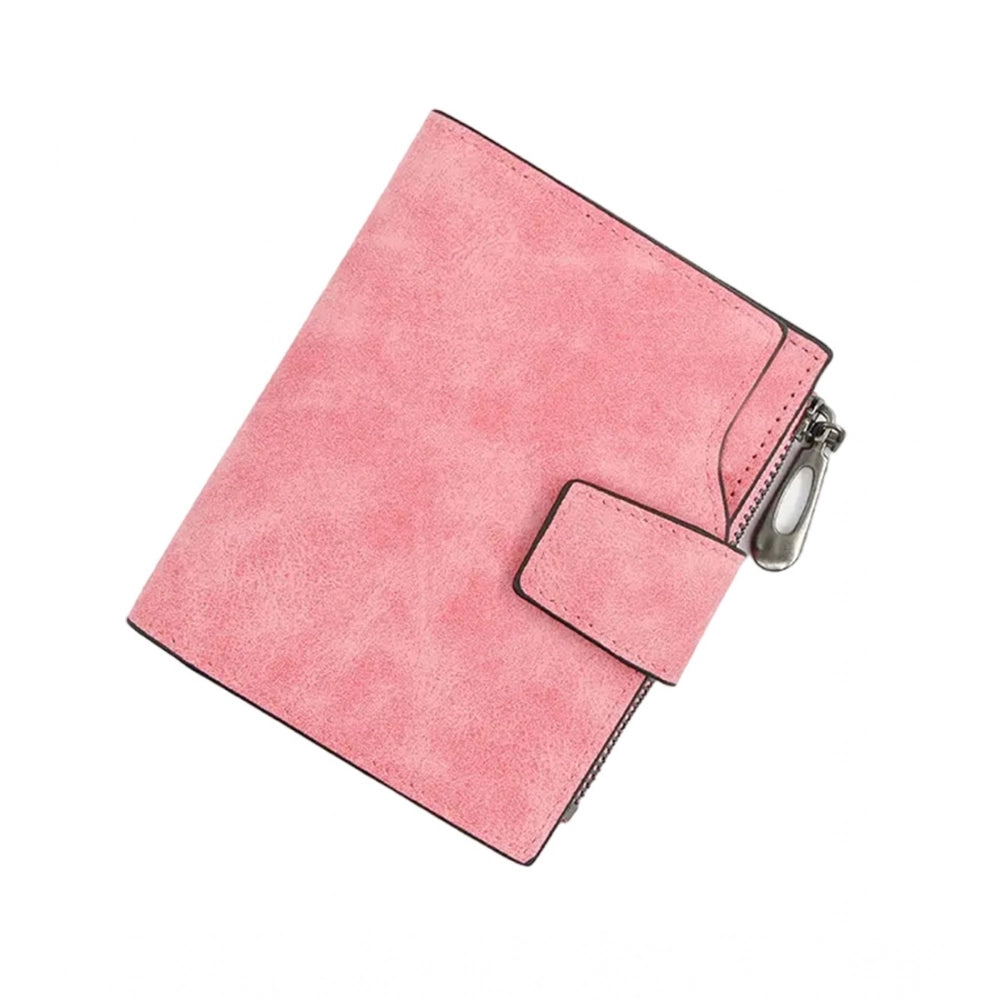 Vegan Leather Small Zipper Wallet (RoseGlod)