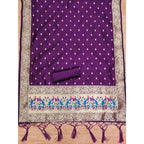 Banarasi Silk Printed Unstitched Salwar Suit Material With Dupatta (Purple, 3Mtrs)