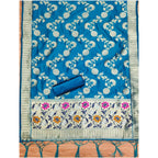 Banarasi Silk Printed Unstitched Salwar Suit Material With Dupatta (Blue, 3Mtrs)