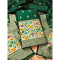 Banarasi Silk Printed Unstitched Salwar Suit Material With Dupatta (Bottle Green, 3Mtrs)