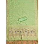 Banarasi Silk Printed Unstitched Salwar Suit Material With Dupatta (Pista, 3Mtrs)
