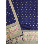 Banarasi Silk Printed Unstitched Salwar Suit Material With Dupatta (Navy Blue, 3Mtrs)