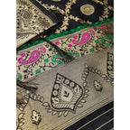 Banarasi Silk Printed Unstitched Salwar Suit Material With Dupatta (Black, 3Mtrs)