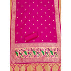 Banarasi Silk Printed Unstitched Salwar Suit Material With Dupatta (Pink, 3Mtrs)