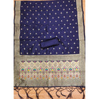 Banarasi Silk Printed Unstitched Salwar Suit Material With Dupatta (Navy Blue, 3Mtrs)