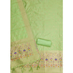 Banarasi Silk Printed Unstitched Salwar Suit Material With Dupatta (Pista, 3Mtrs)