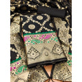 Banarasi Silk Printed Unstitched Salwar Suit Material With Dupatta (Black, 3Mtrs)