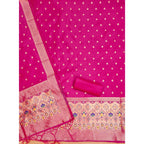 Banarasi Silk Printed Unstitched Salwar Suit Material With Dupatta (Pink, 3Mtrs)