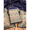 Banarasi Silk Printed Unstitched Salwar Suit Material With Dupatta (Navy Blue, 3Mtrs)
