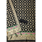 Banarasi Silk Printed Unstitched Salwar Suit Material With Dupatta (Black, 3Mtrs)