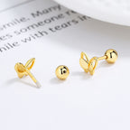 925 Sterling Silver Sweet Double Butterfly Thread Stud Earrings