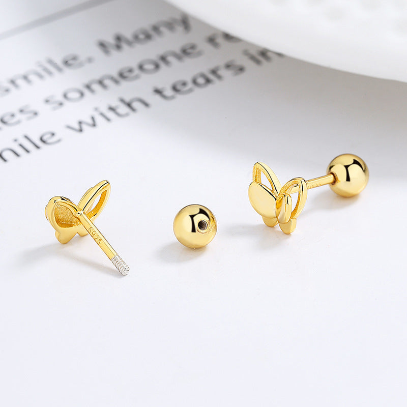 925 Sterling Silver Sweet Double Butterfly Thread Stud Earrings