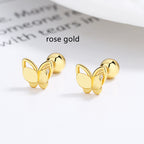 925 Sterling Silver Sweet Double Butterfly Thread Stud Earrings