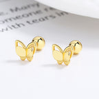 925 Sterling Silver Sweet Double Butterfly Thread Stud Earrings