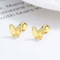 925 Sterling Silver Sweet Double Butterfly Thread Stud Earrings