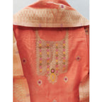 Banarasi Silk Printed Unstitched Salwar Suit Material With Dupatta (Peach, 3Mtrs)