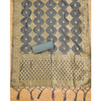 Banarasi Silk Printed Unstitched Salwar Suit Material With Dupatta (Grey, 3Mtrs)