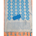 Banarasi Silk Printed Unstitched Salwar Suit Material With Dupatta (Sky Blue, 3Mtrs)