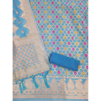 Banarasi Silk Printed Unstitched Salwar Suit Material With Dupatta (Sky Blue, 3Mtrs)
