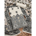 Banarasi Silk Printed Unstitched Salwar Suit Material With Dupatta (Black, 3Mtrs)
