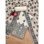 Banarasi Silk Printed Unstitched Salwar Suit Material With Dupatta (Black, 3Mtrs)
