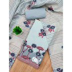 Banarasi Silk Printed Unstitched Salwar Suit Material With Dupatta (Grey, 3Mtrs)