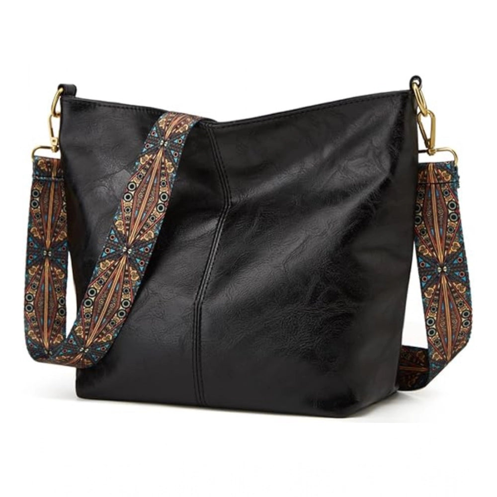 PU Leather Zipper Handbag (Black)