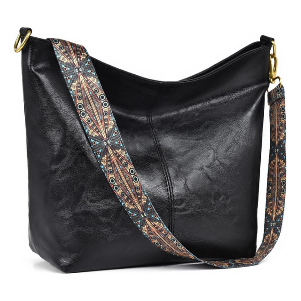 PU Leather Zipper Handbag (Black)