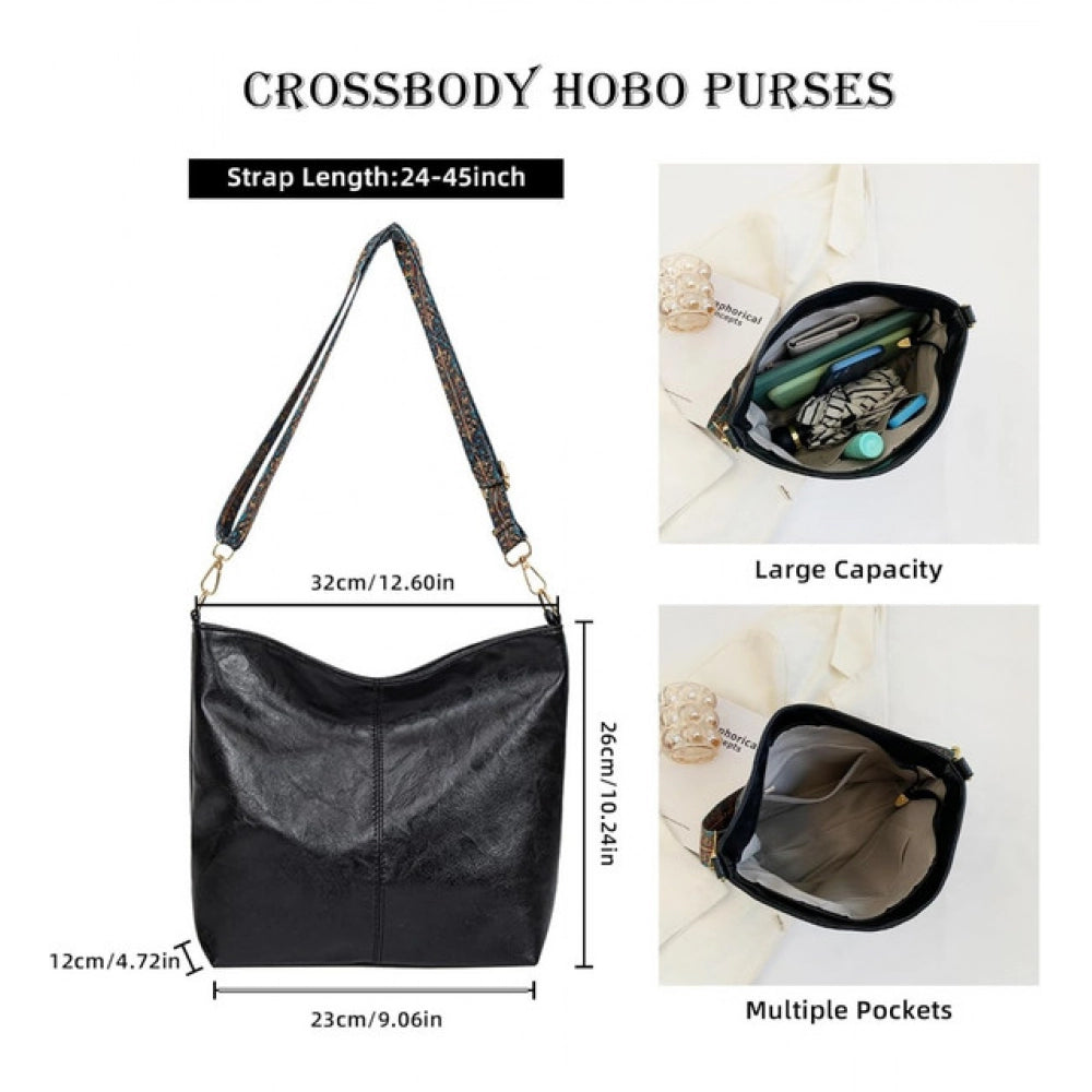 PU Leather Zipper Handbag (Black)