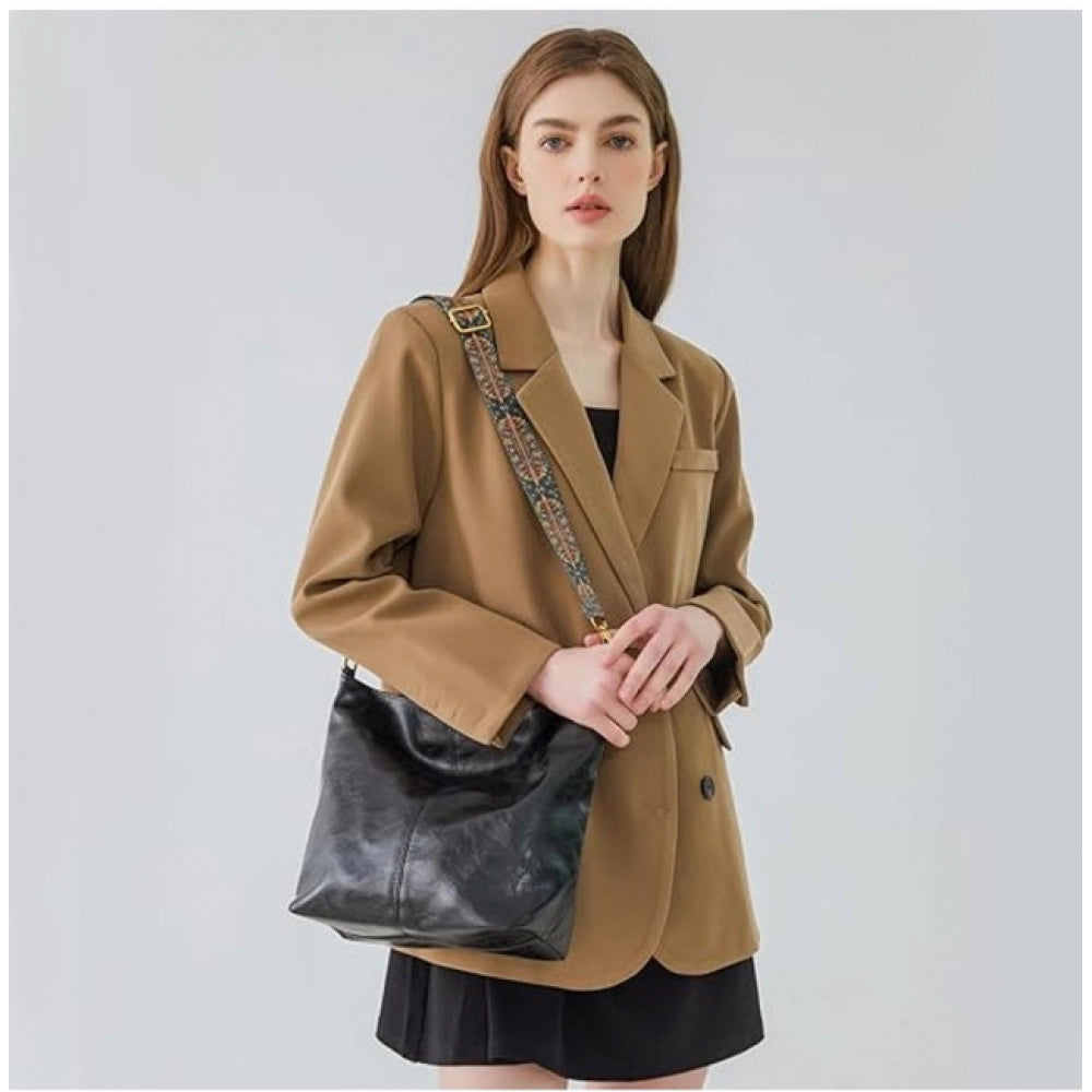 PU Leather Zipper Handbag (Black)