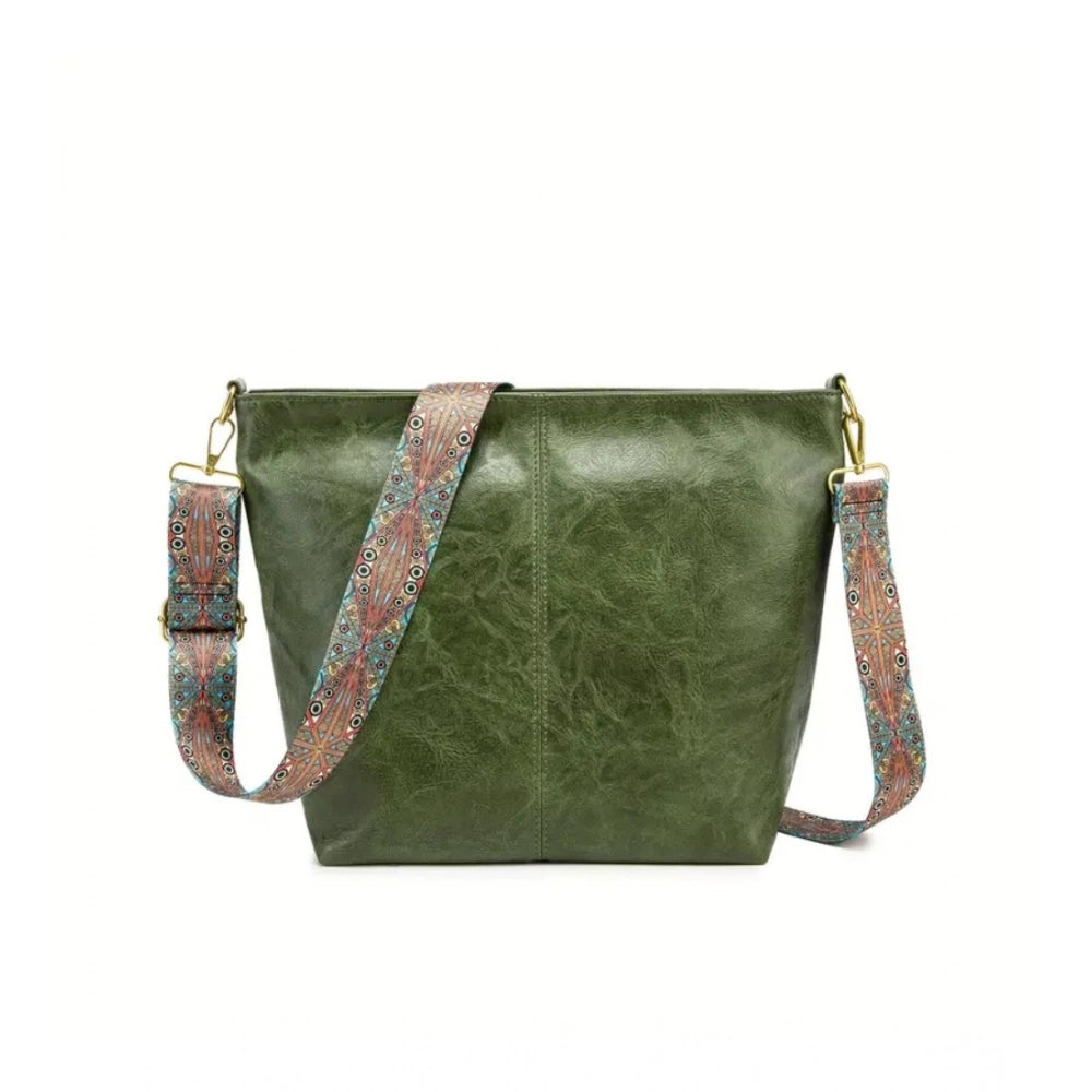 PU Leather Zipper Handbag (Green)