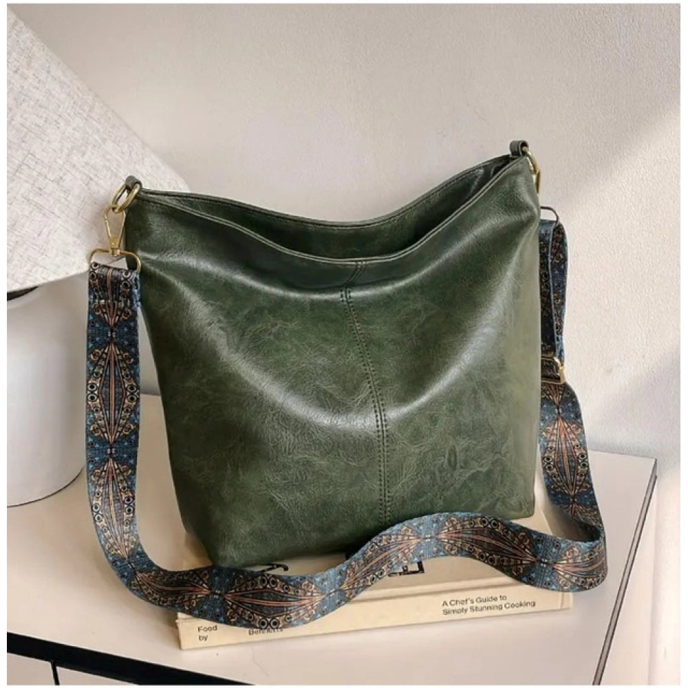PU Leather Zipper Handbag (Green)