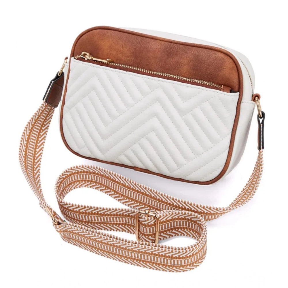 PU Leather Zipper Sling Bag