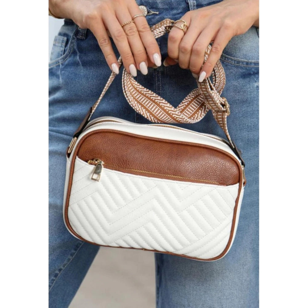 PU Leather Zipper Sling Bag