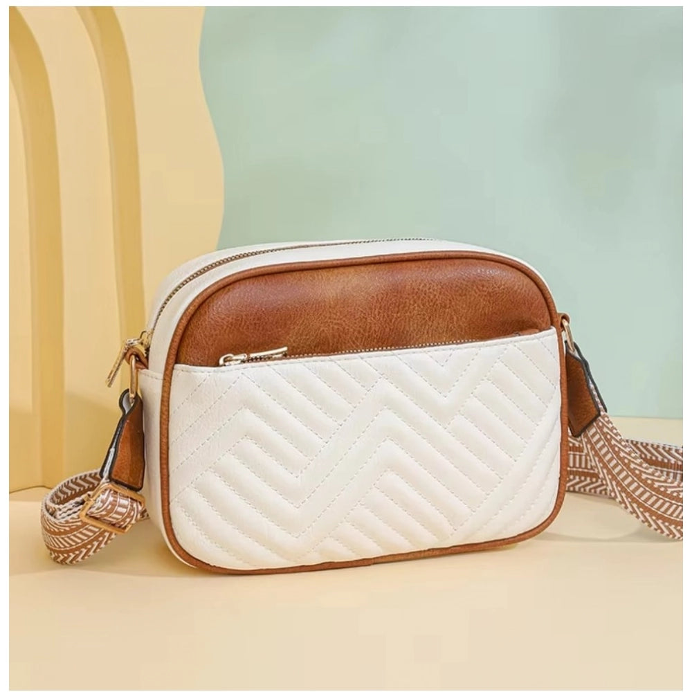 PU Leather Zipper Sling Bag