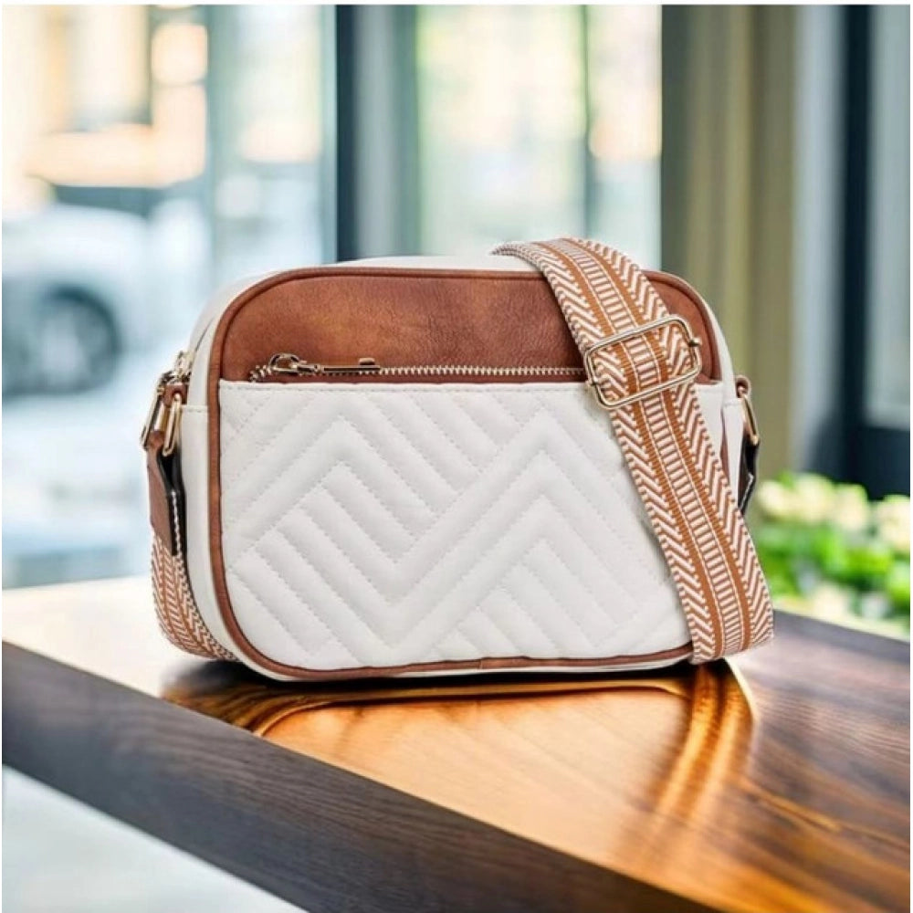 PU Leather Zipper Sling Bag