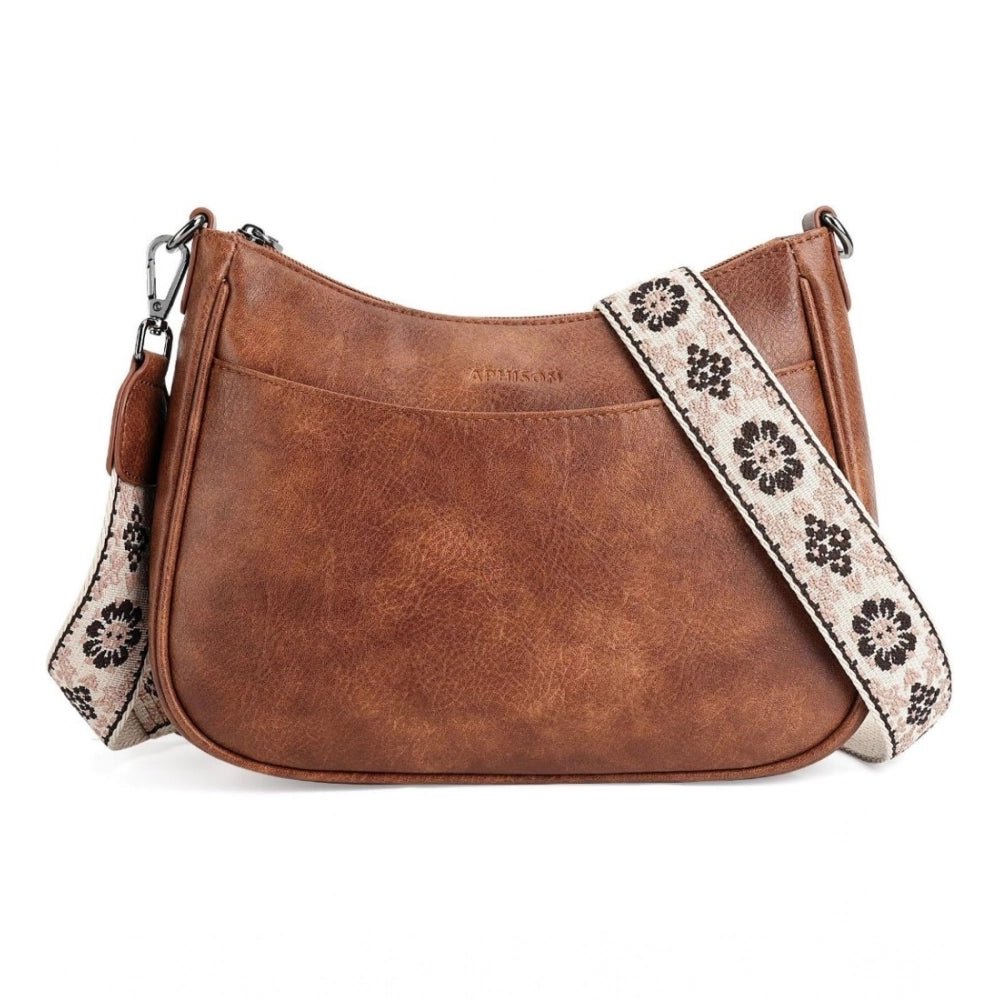 PU Leather Zipper Sling Bag