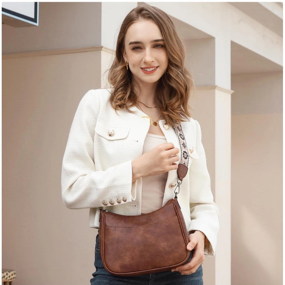 PU Leather Zipper Sling Bag