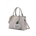PU Leather Solid Shoulder Zipper Handbag (Grey)