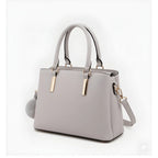 PU Leather Solid Shoulder Zipper Handbag (Grey)