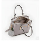 PU Leather Solid Shoulder Zipper Handbag (Grey)