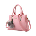 PU Leather Solid Shoulder Zipper Handbag (Pink)