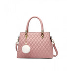 PU Leather Solid Shoulder Zipper Handbag (Pink)
