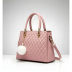 PU Leather Solid Shoulder Zipper Handbag (Pink)