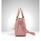 PU Leather Solid Shoulder Zipper Handbag (Pink)