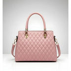 PU Leather Solid Shoulder Zipper Handbag (Pink)