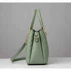 PU Leather Solid Shoulder Zipper Handbag (Green)
