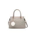 PU Leather Solid Shoulder Zipper Handbag (Grey)