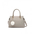 PU Leather Solid Shoulder Zipper Handbag (Grey)